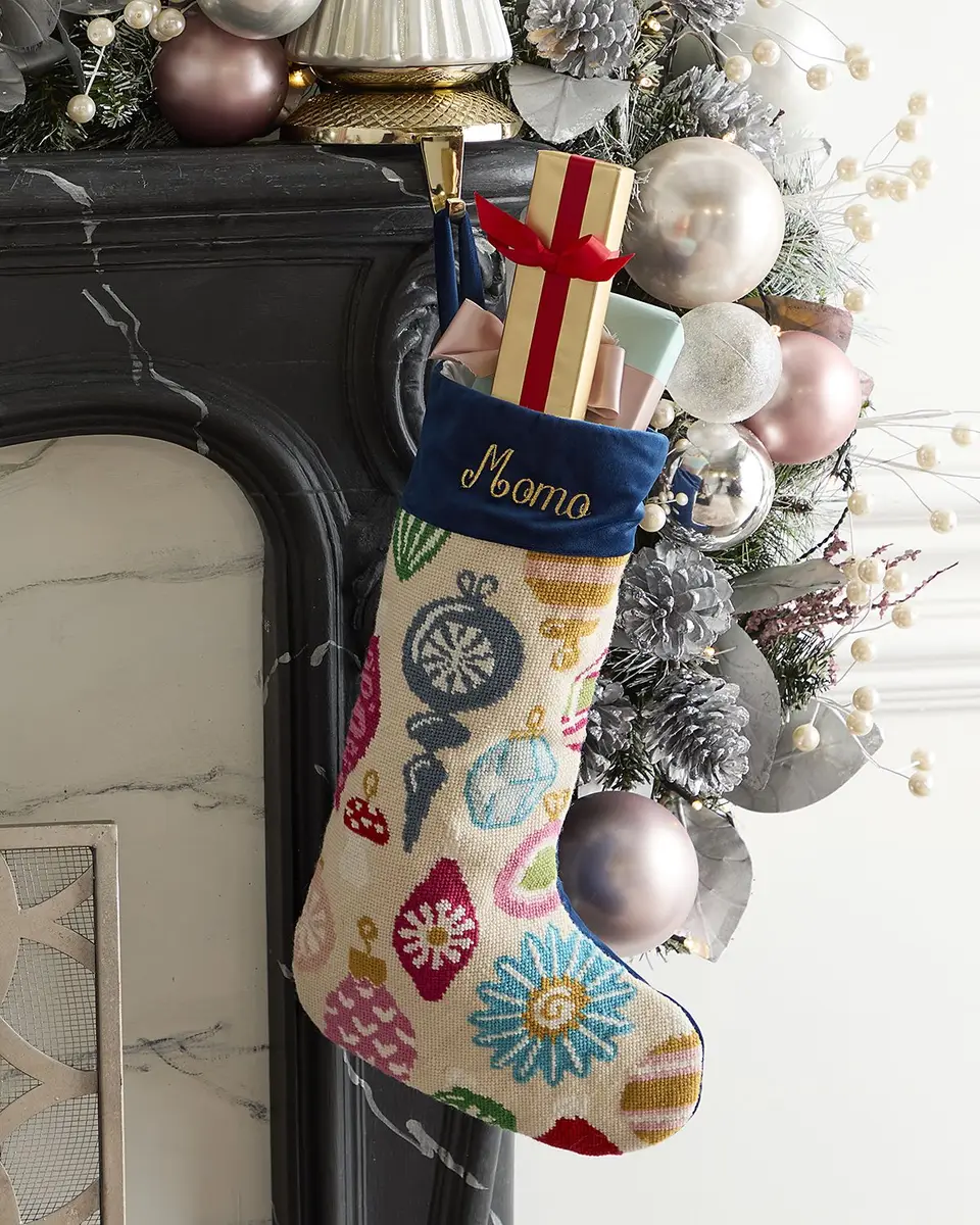 Bauble Stockings x Sainty Nelsen "The Christmas Collector" Christmas Stocking, Personalized | Image 1 Bauble Stockings x Sainty Nelsen "The Christmas Collector" Christmas Stocking, Personalized | Image 1