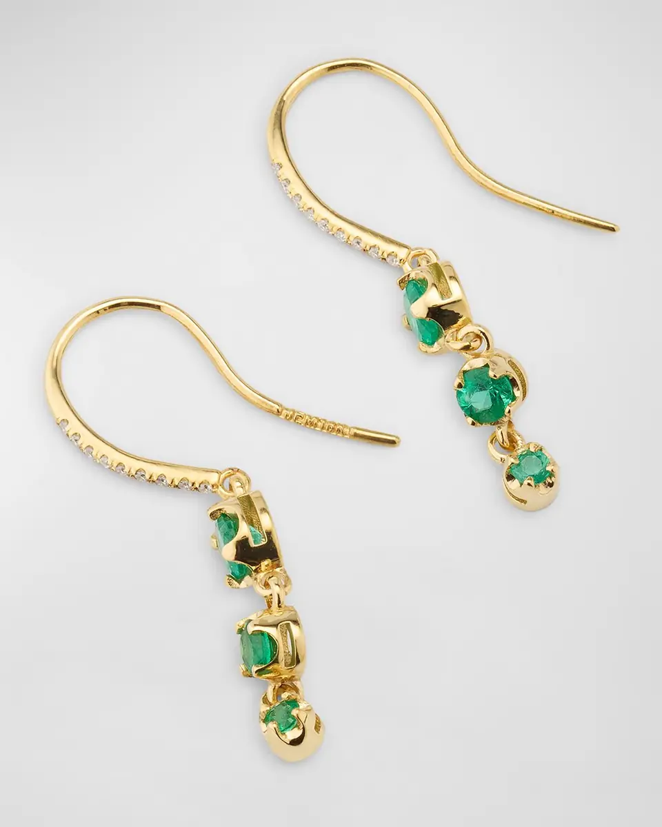 Jennifer Meyer 3 Graduated Illusion-Set Emerald Drop Earrings | Thumbnail 4 Jennifer Meyer 3 Graduated Illusion-Set Emerald Drop Earrings | Thumbnail 4