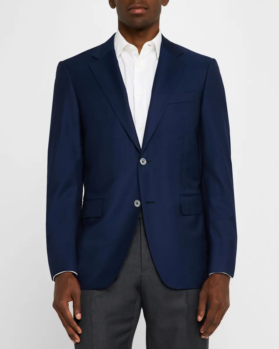 Canali Men's Solid 150s Wool Twill Blazer | Thumbnail 4