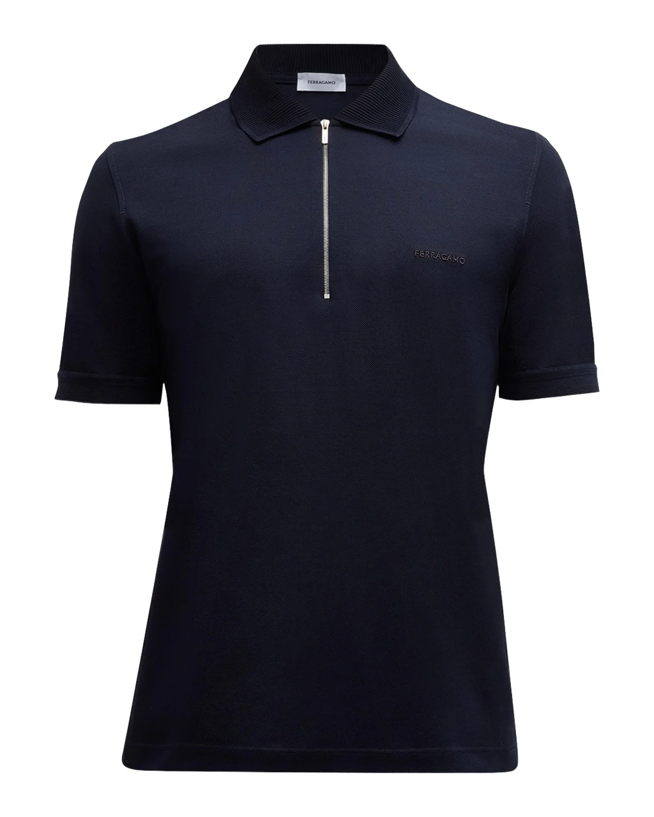 Ferragamo Men's Pique Zip Polo Shirt