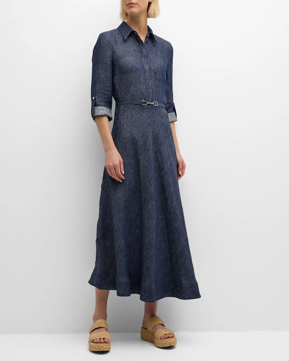 Gabriela Hearst Marley Belted Denim Maxi Shirtdress | Thumbnail 2
