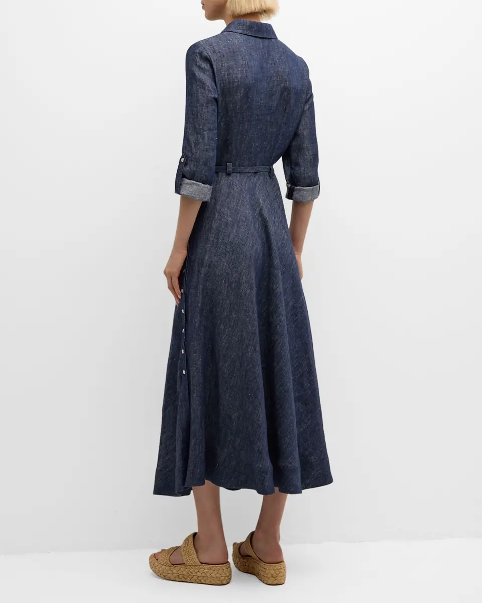 Gabriela Hearst Marley Belted Denim Maxi Shirtdress | Thumbnail 3