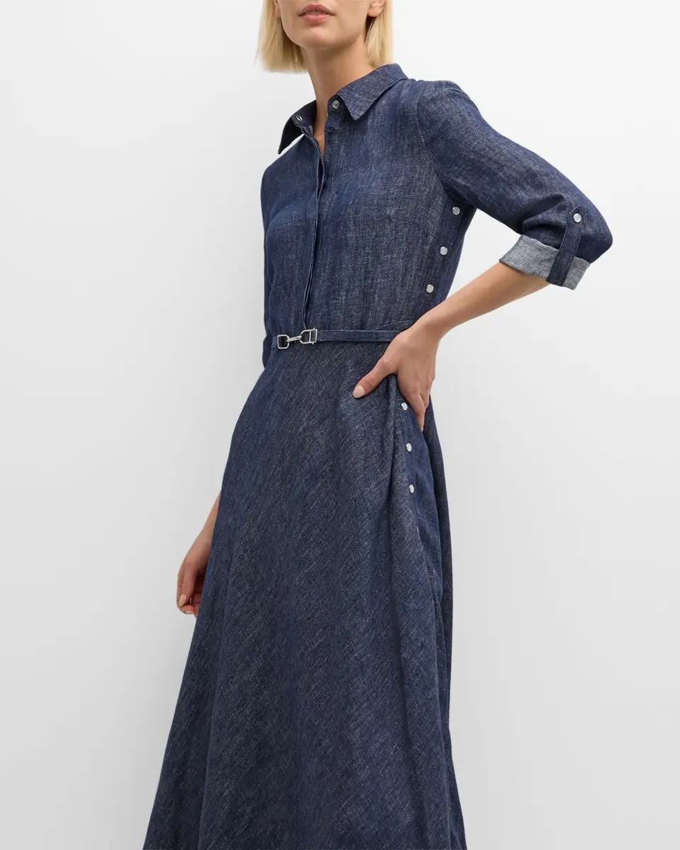 Gabriela Hearst Marley Belted Denim Maxi Shirtdress | Thumbnail 6