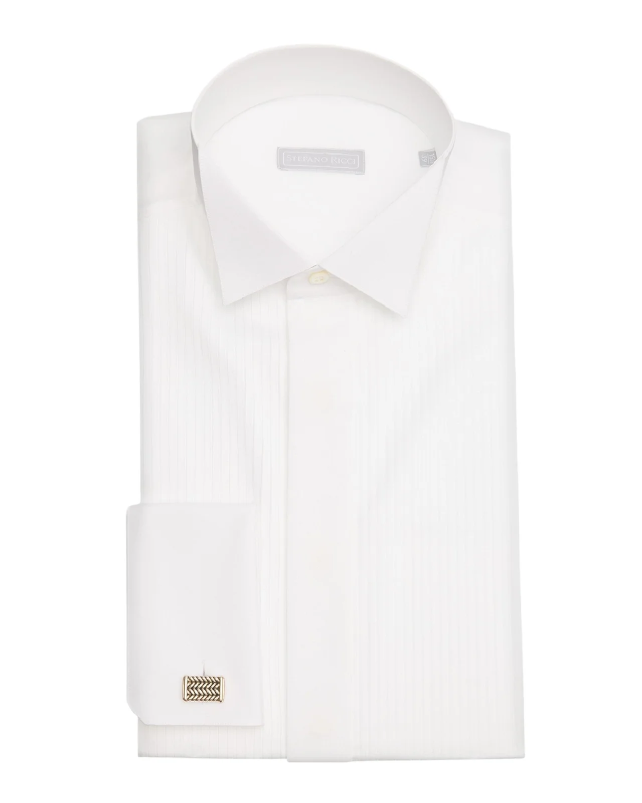Men's French-Cuff Pleated Bib Dress Shirt