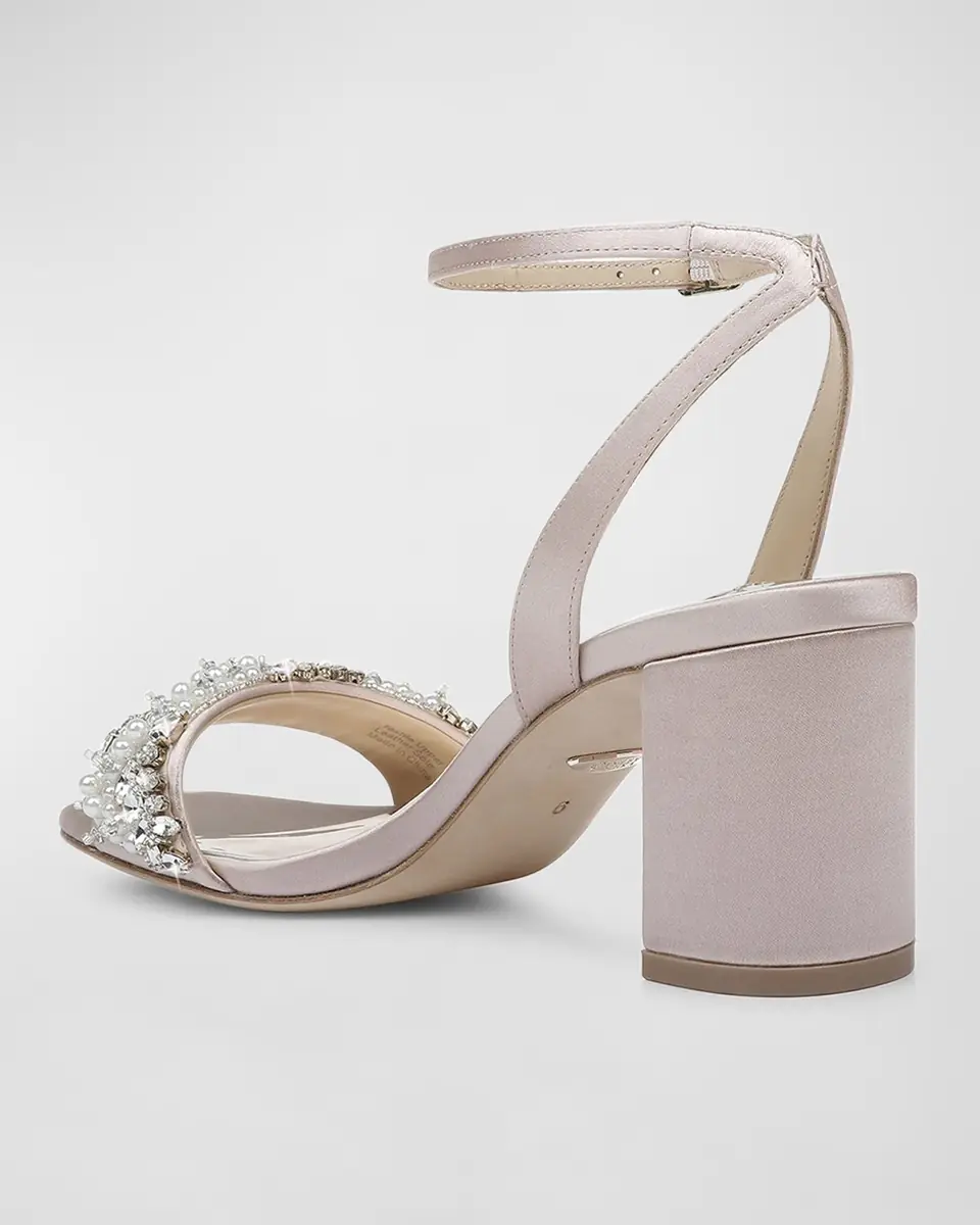 BADGLEY MISCHKA Clara Embellished Satin Cocktail Sandals | Thumbnail 2