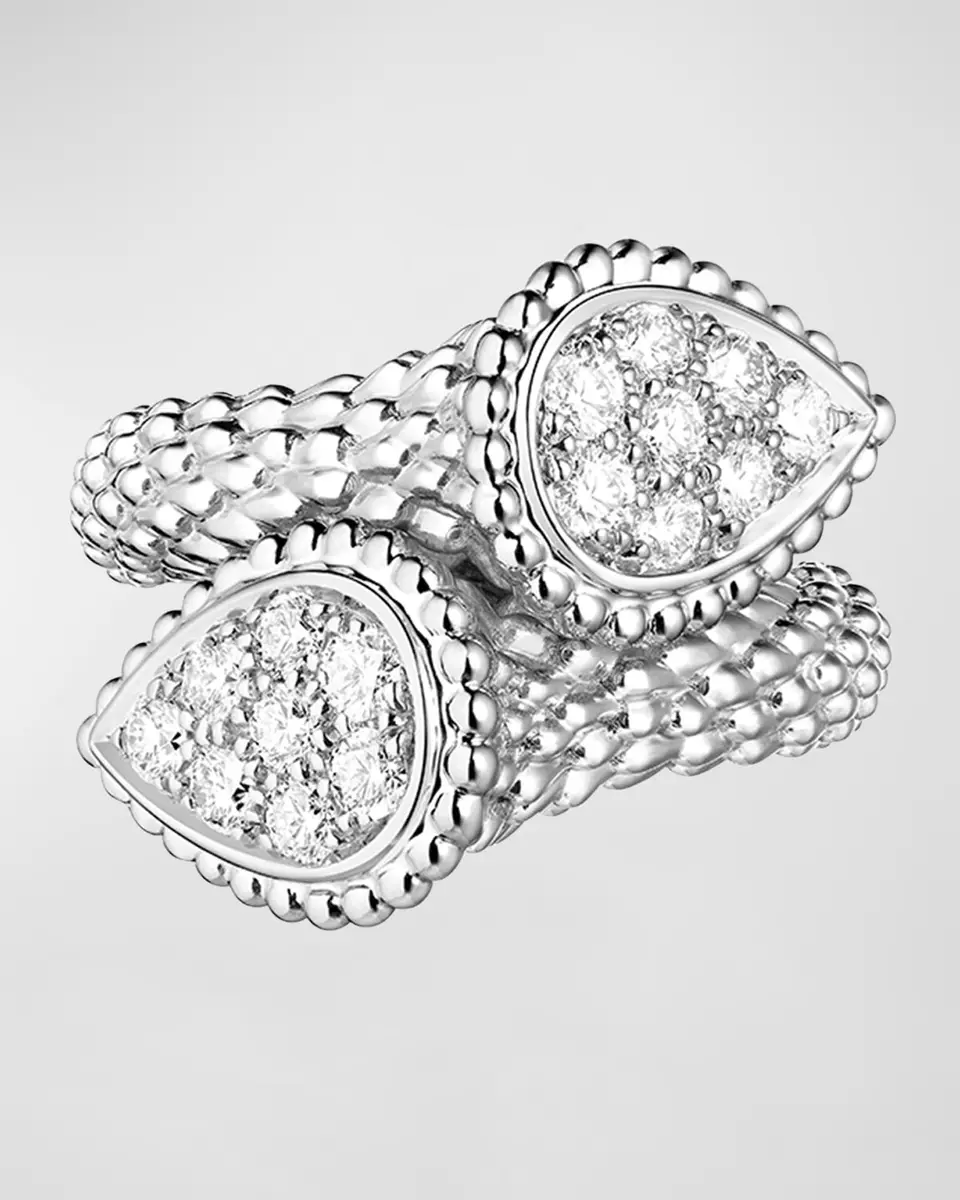 Boucheron Serpent Boheme 18k White Gold Diamond Bypass Ring, EU 52 / US 6 | Thumbnail 3