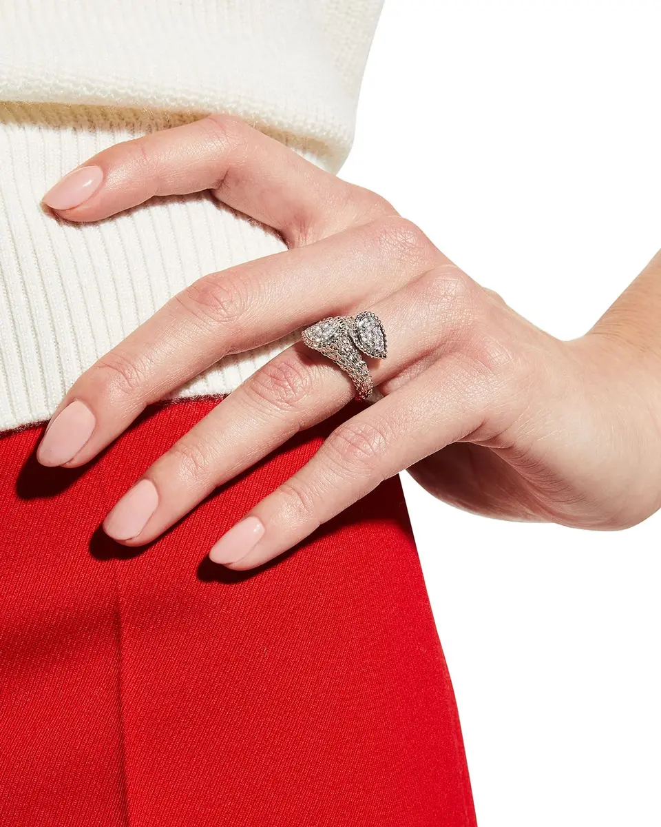 Boucheron Serpent Boheme 18k White Gold Diamond Bypass Ring, EU 52 / US 6 | Image 1 Boucheron Serpent Boheme 18k White Gold Diamond Bypass Ring, EU 52 / US 6 | Image 1