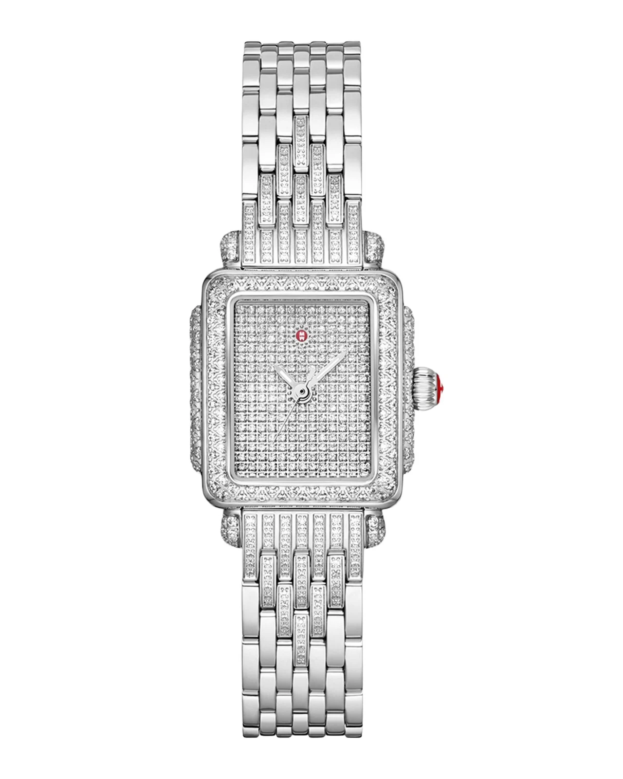 Michele Special Edition Deco Mini Stainless Steel Pave Diamond Watch