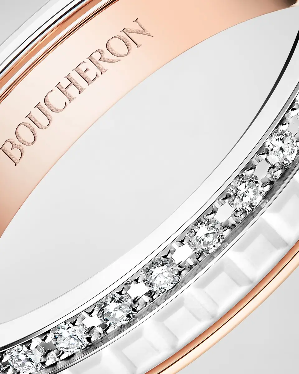 Boucheron Quatre 18K White & Pink Gold White Edition Ring | Thumbnail 3