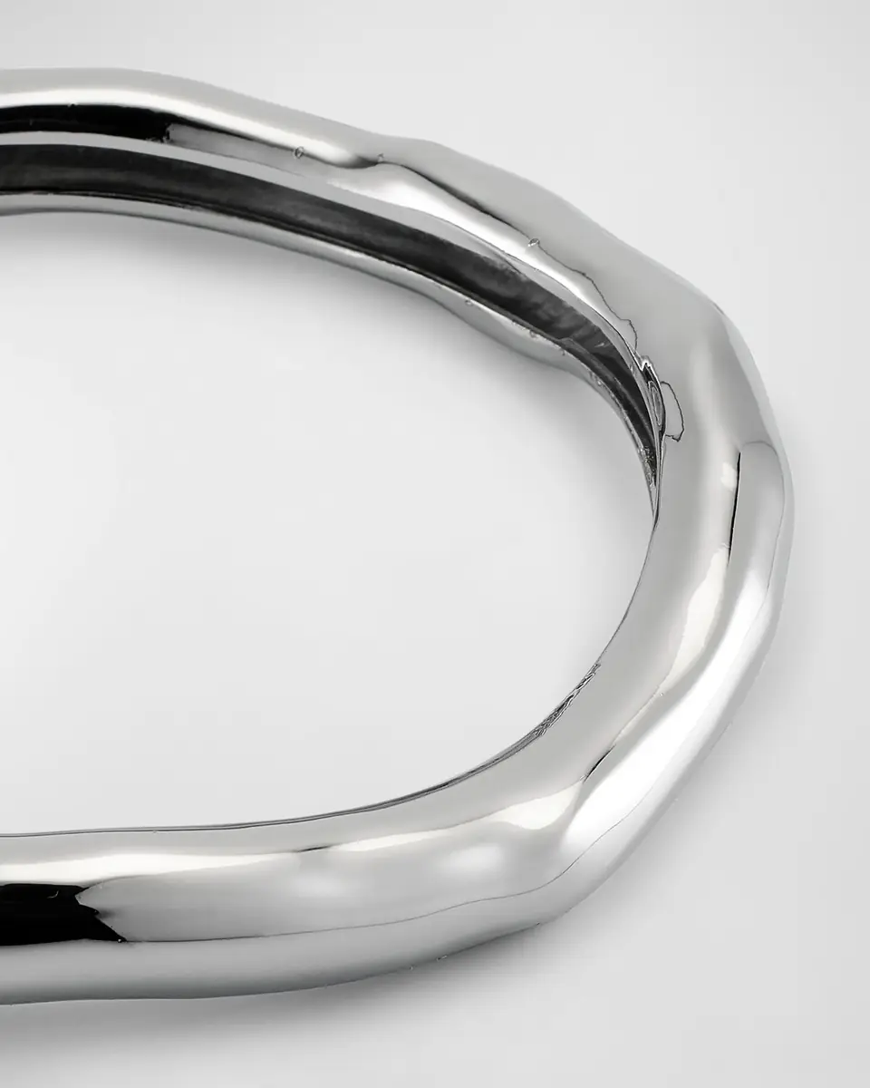 Alexis Bittar Molten Silver Bangle Bracelet, Size Large | Thumbnail 3