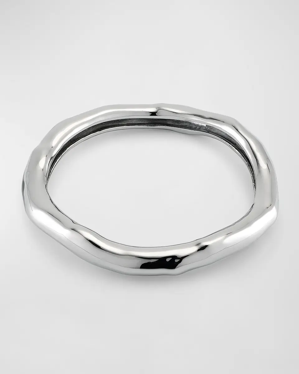 Alexis Bittar Molten Silver Bangle Bracelet, Size Large | Thumbnail 4