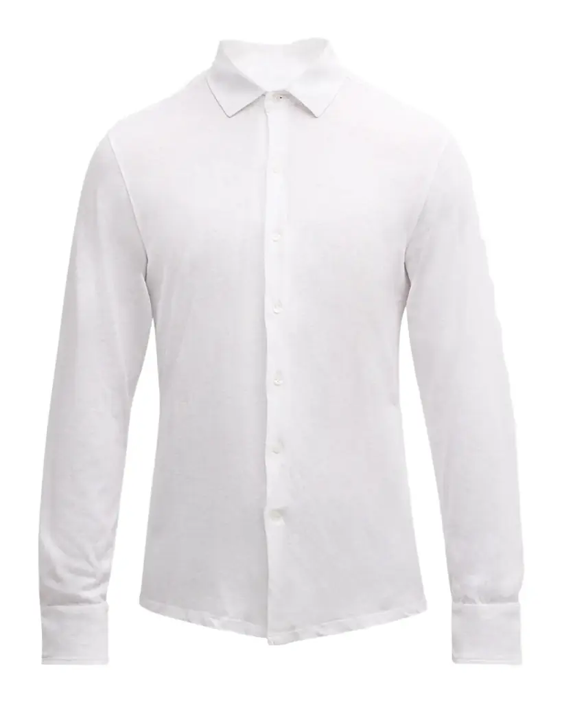 Frescobol Carioca Men's Marcio Cotton and Linen Casual Button-Down Shirt | Image 1 Frescobol Carioca Men's Marcio Cotton and Linen Casual Button-Down Shirt | Image 1
