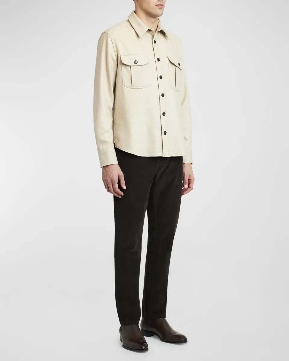 Brioni Men's Cashmere Jersey Overshirt | Thumbnail 2
