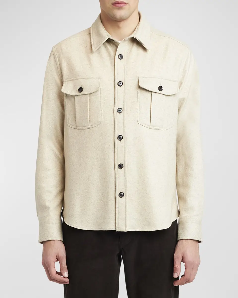 Brioni Men's Cashmere Jersey Overshirt | Thumbnail 4