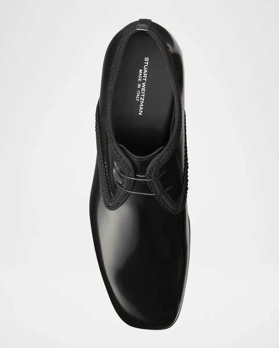 Stuart Weitzman Men's Alastar Fabric-Trim Leather Derby Shoes | Thumbnail 3 Stuart Weitzman Men's Alastar Fabric-Trim Leather Derby Shoes | Thumbnail 3