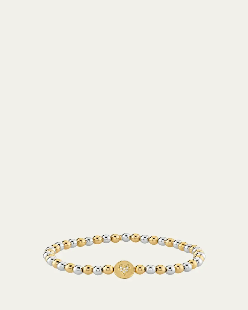 Sydney Evan Peace and Love Bead on Bead 14K Two-Tone Round Bracelet | Thumbnail 2