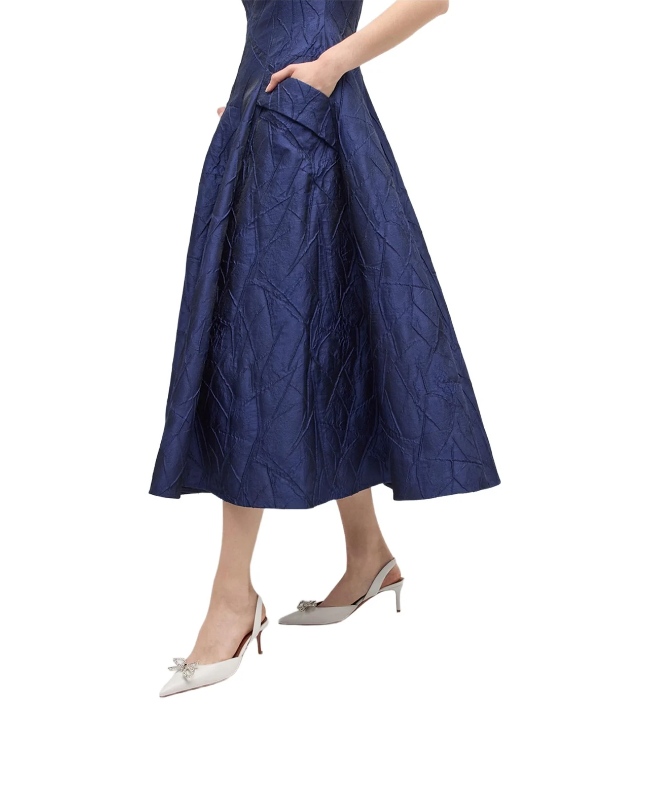 Rosie Leather Crystal Bow Slingback Pumps