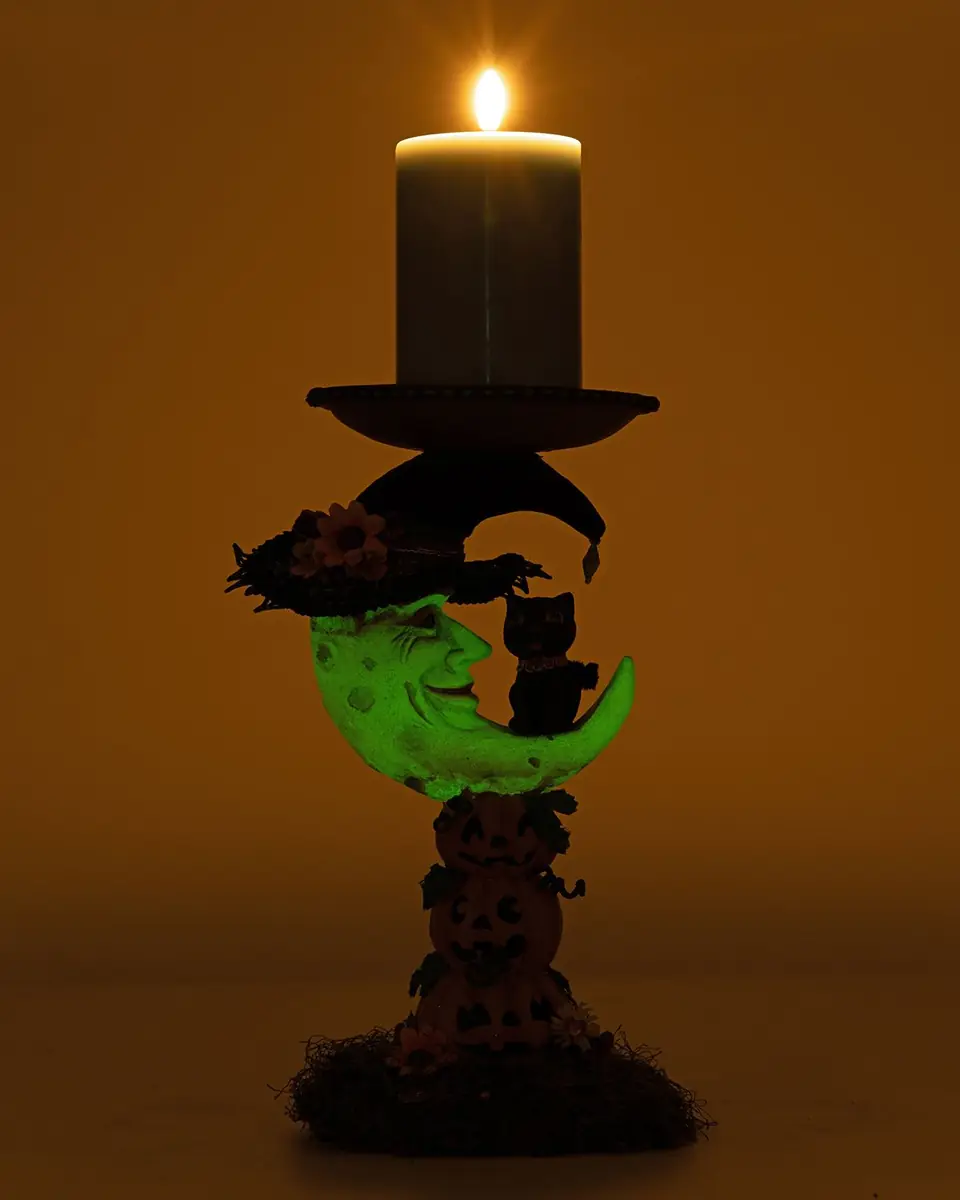 Katherine 's Collection Jacks and Cats Moon Pillar Candle Holder | Thumbnail 2