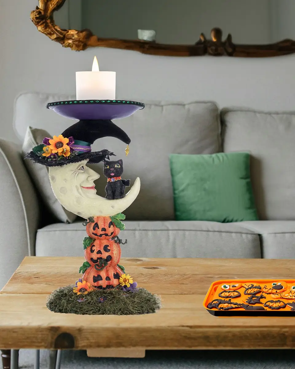 Katherine 's Collection Jacks and Cats Moon Pillar Candle Holder | Thumbnail 3