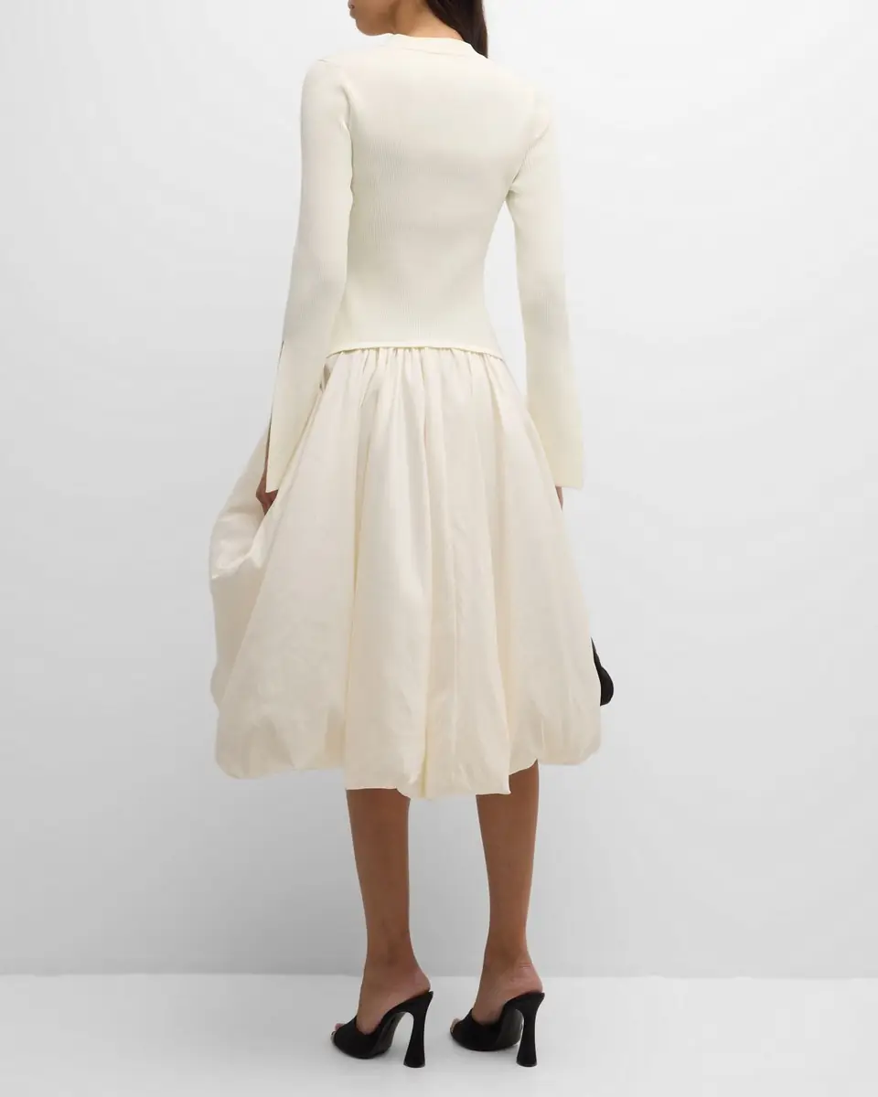 Simkhai Kenlie Mixed Media Bubble Midi Dress | Thumbnail 3 Simkhai Kenlie Mixed Media Bubble Midi Dress | Thumbnail 3