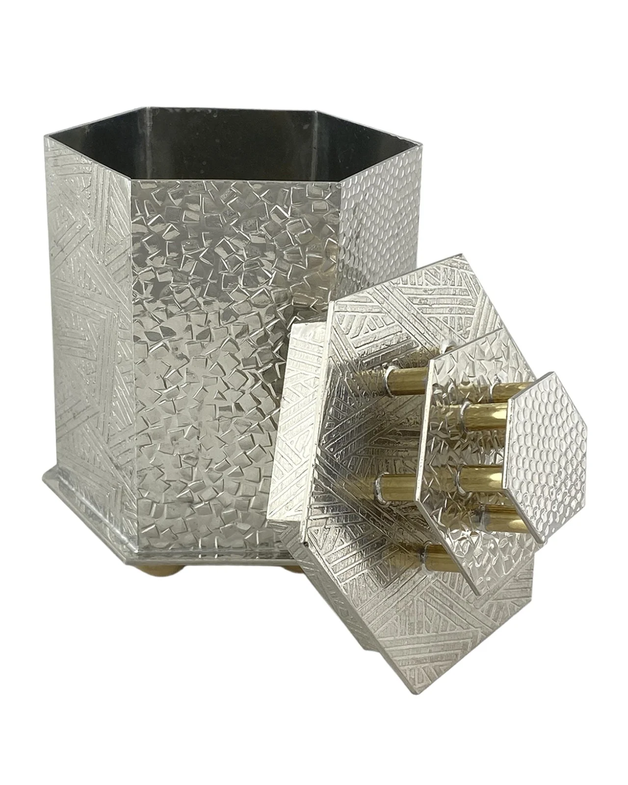 Joy Stember Metal Arts Studio Dinah Collection Hexagonal Tzedakah Box by Joy Stember