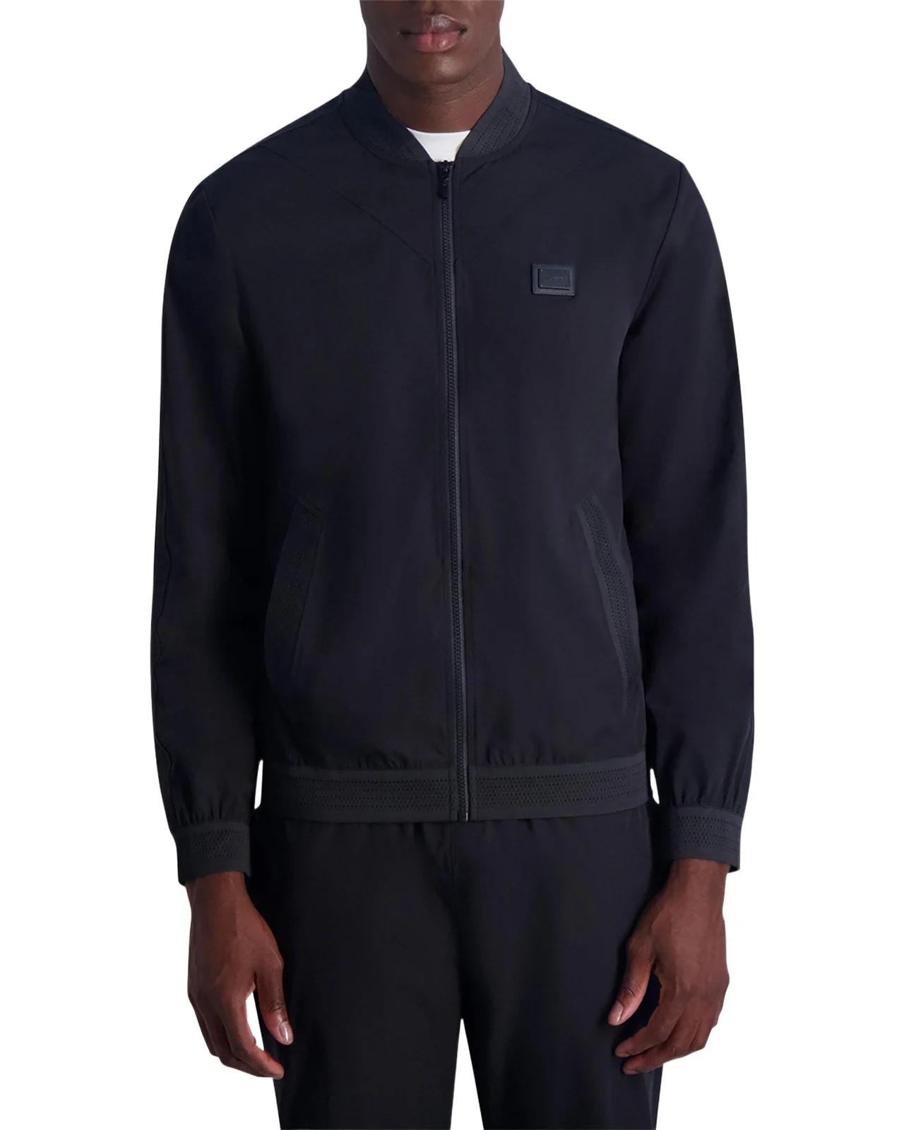 Karl Lagerfeld Paris Men's Track Jacket with Mesh Trim