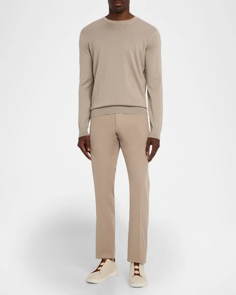 Zegna Men's Cashseta Cashmere and Silk Crewneck Sweater | Thumbnail 2