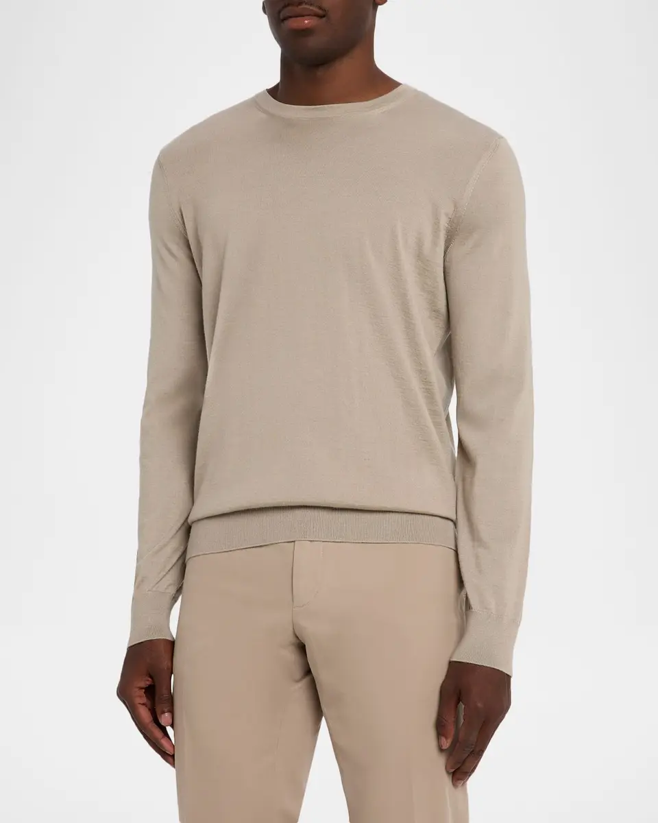 Zegna Men's Cashseta Cashmere and Silk Crewneck Sweater | Thumbnail 4