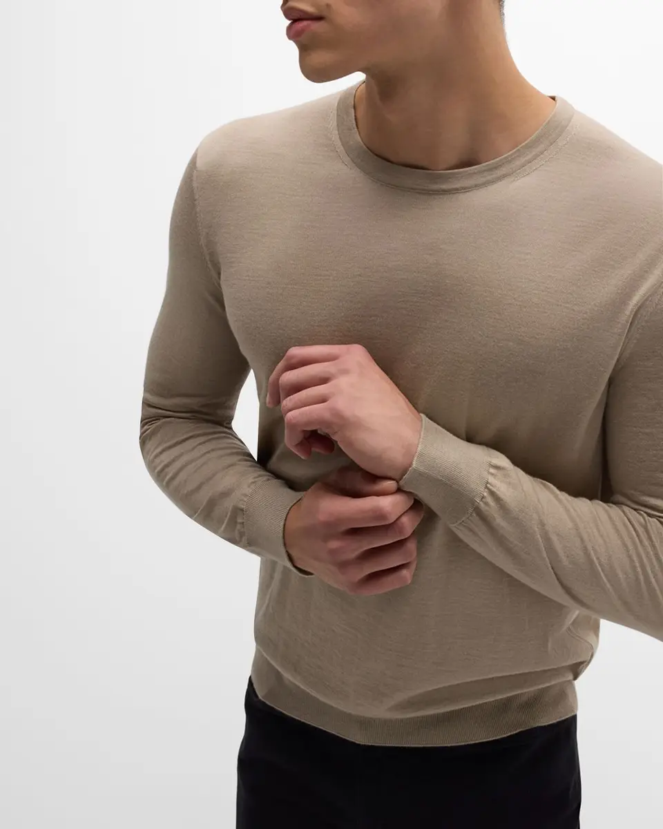 Zegna Men's Cashseta Cashmere and Silk Crewneck Sweater | Thumbnail 7