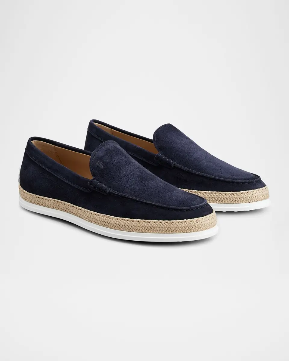 Tod's Men's Pantofola Gomma Rafia TV Suede Loafers | Thumbnail 2