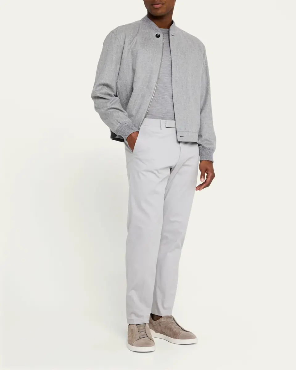 Zegna Men's Cashmere Concealed-Zip Blouson Jacket | Thumbnail 2 Zegna Men's Cashmere Concealed-Zip Blouson Jacket | Thumbnail 2