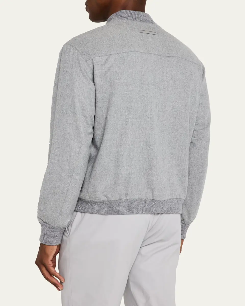 Zegna Men's Cashmere Concealed-Zip Blouson Jacket | Thumbnail 3 Zegna Men's Cashmere Concealed-Zip Blouson Jacket | Thumbnail 3