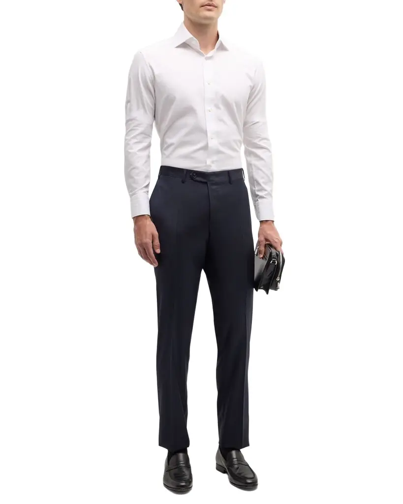 Canali Men's Solid 150s Wool Twill Pants | Image 1 Canali Men's Solid 150s Wool Twill Pants | Image 1