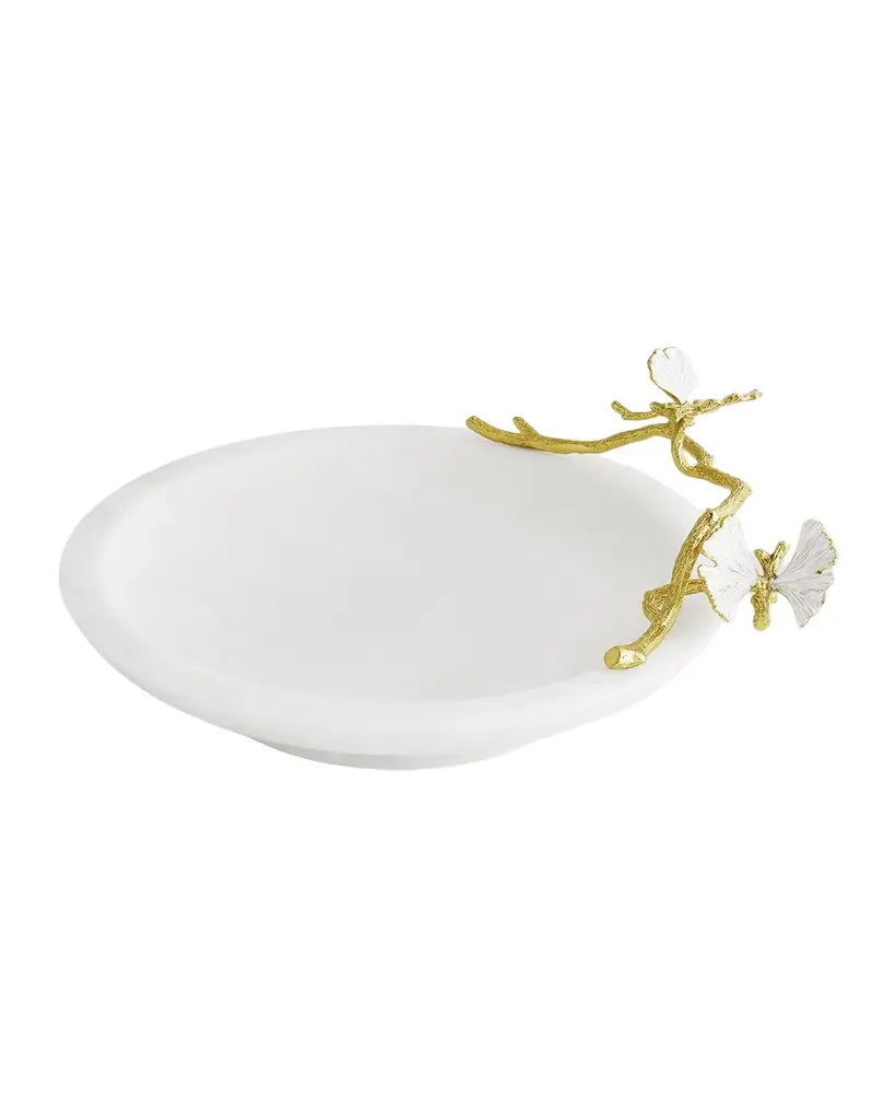 Michael Aram Butterfly Ginkgo White & Gold Trinket Dish