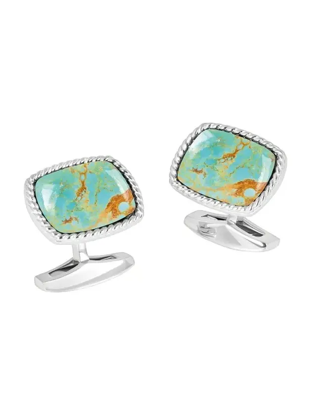 Men's Silver Amaroo Turquoise Cabochon Cufflinks
