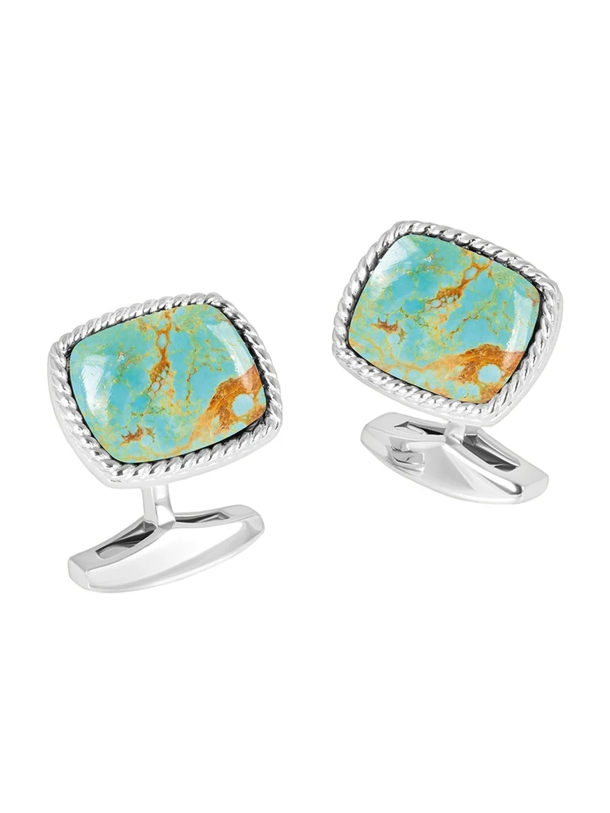 Men's Silver Amaroo Turquoise Cabochon Cufflinks
