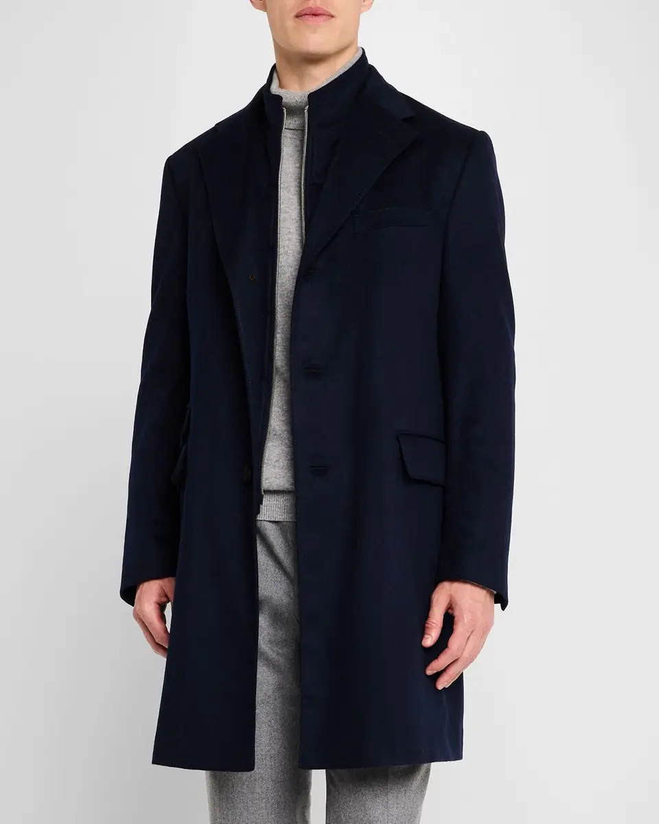 Corneliani Men's Wool ID Topcoat | Thumbnail 4 Corneliani Men's Wool ID Topcoat | Thumbnail 4