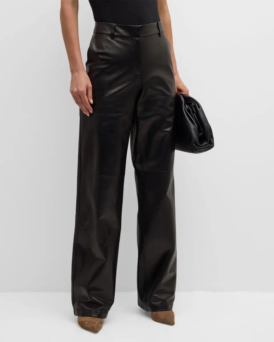 Lafayette 148 New York Sullivan Straight-Leg Nappa Leather Pants | Thumbnail 4