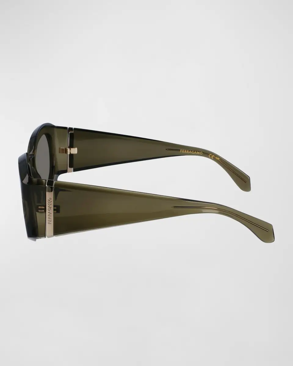 Ferragamo Sculptural Plastic Oval Sunglasses | Thumbnail 3