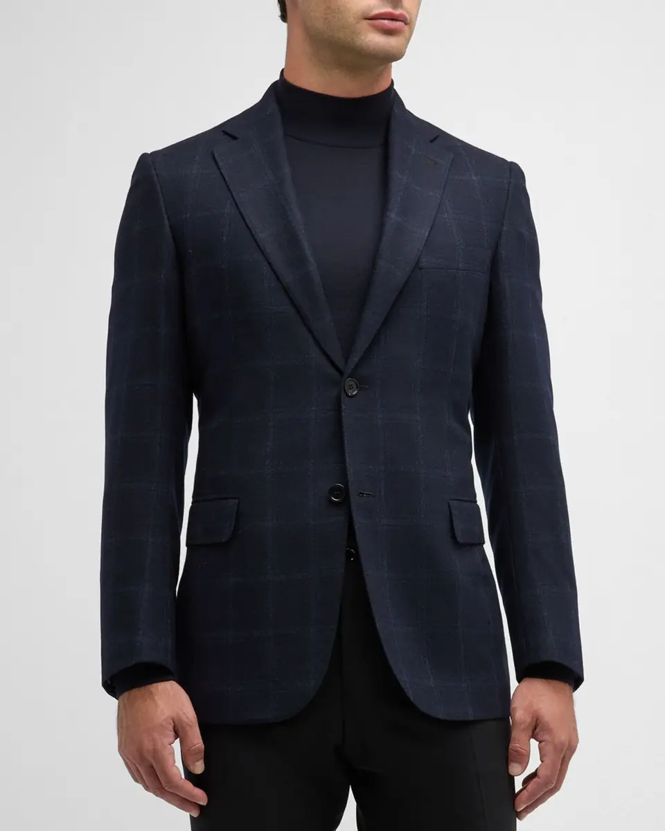 Brioni Men's Wool-Cashmere Windowpane Sport Coat | Thumbnail 4 Brioni Men's Wool-Cashmere Windowpane Sport Coat | Thumbnail 4