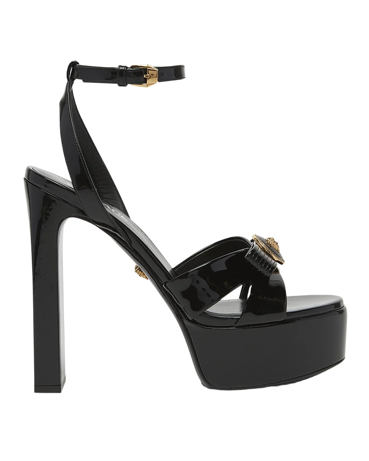 Versace Gianni Patent Bow Platform Sandals
