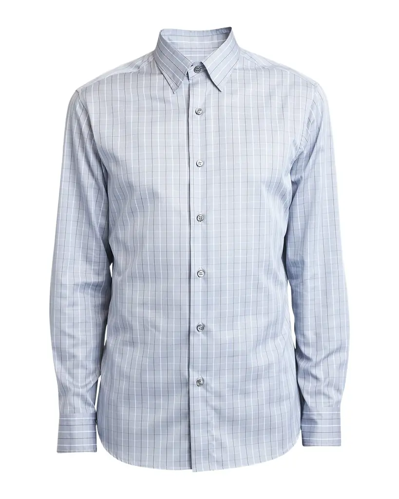 Men's Cotton Grid Check Sport Shirt Men's Cotton Grid Check Sport Shirt