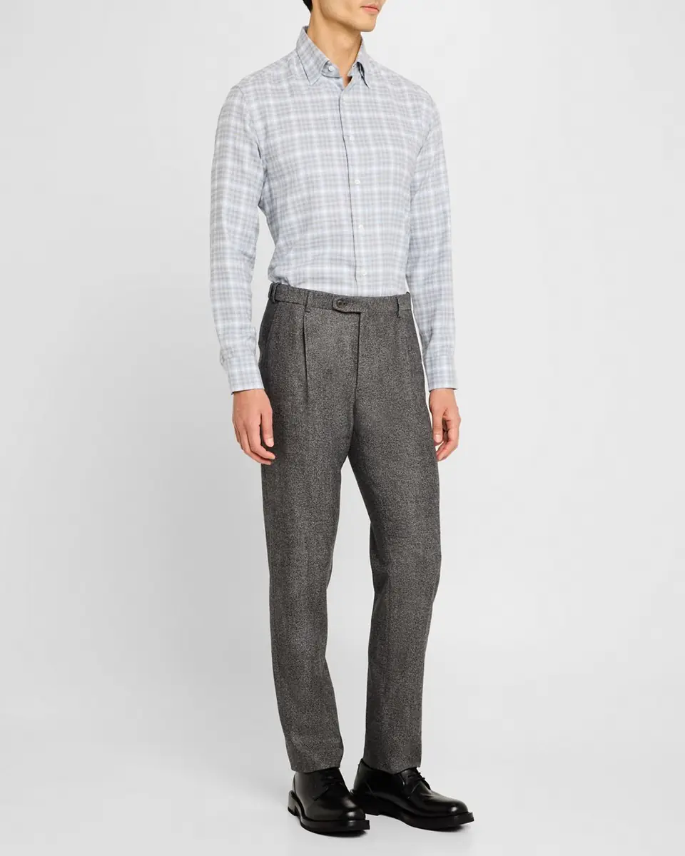 Brioni Men's Check Flannel Casual Button-Down Shirt | Thumbnail 2 Brioni Men's Check Flannel Casual Button-Down Shirt | Thumbnail 2