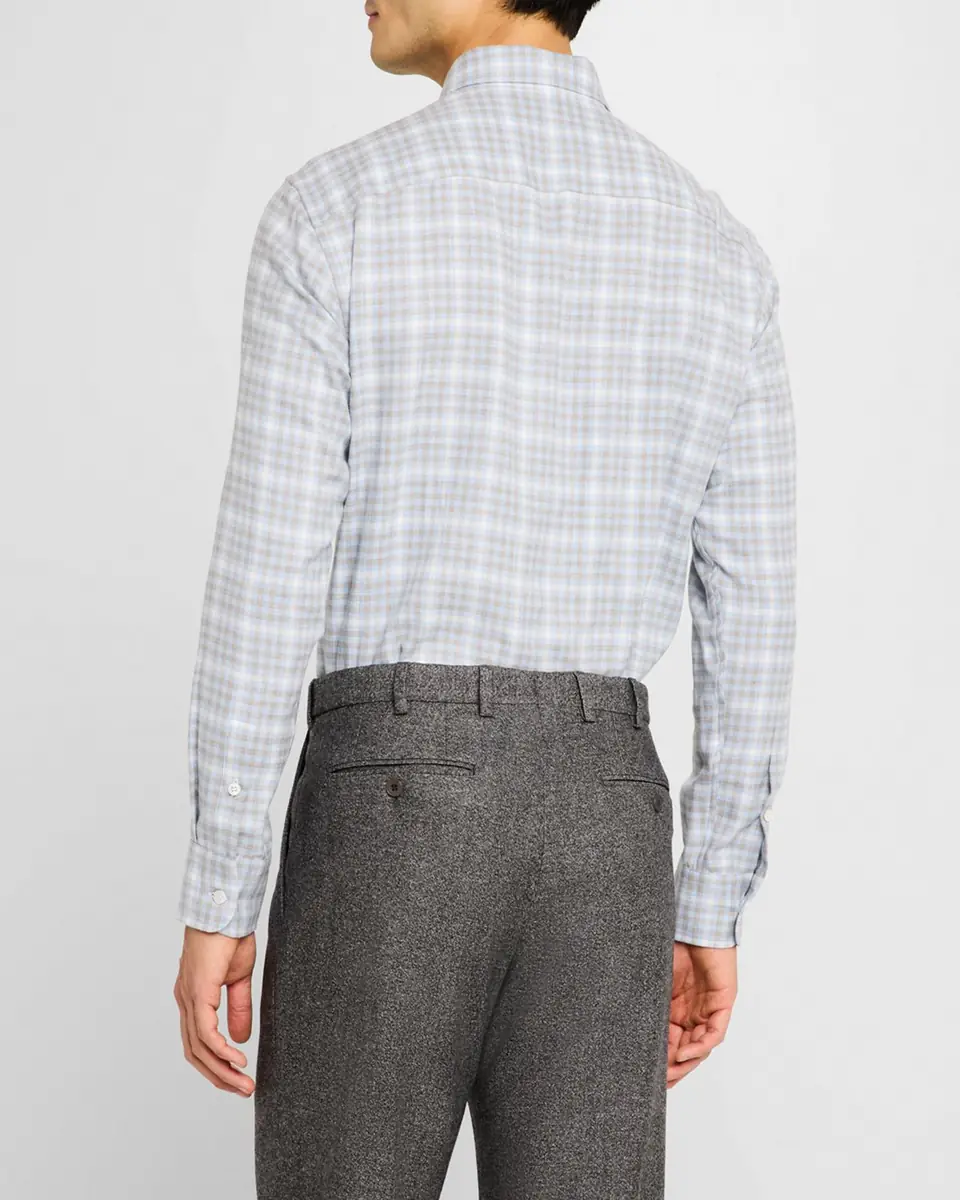 Brioni Men's Check Flannel Casual Button-Down Shirt | Thumbnail 3 Brioni Men's Check Flannel Casual Button-Down Shirt | Thumbnail 3