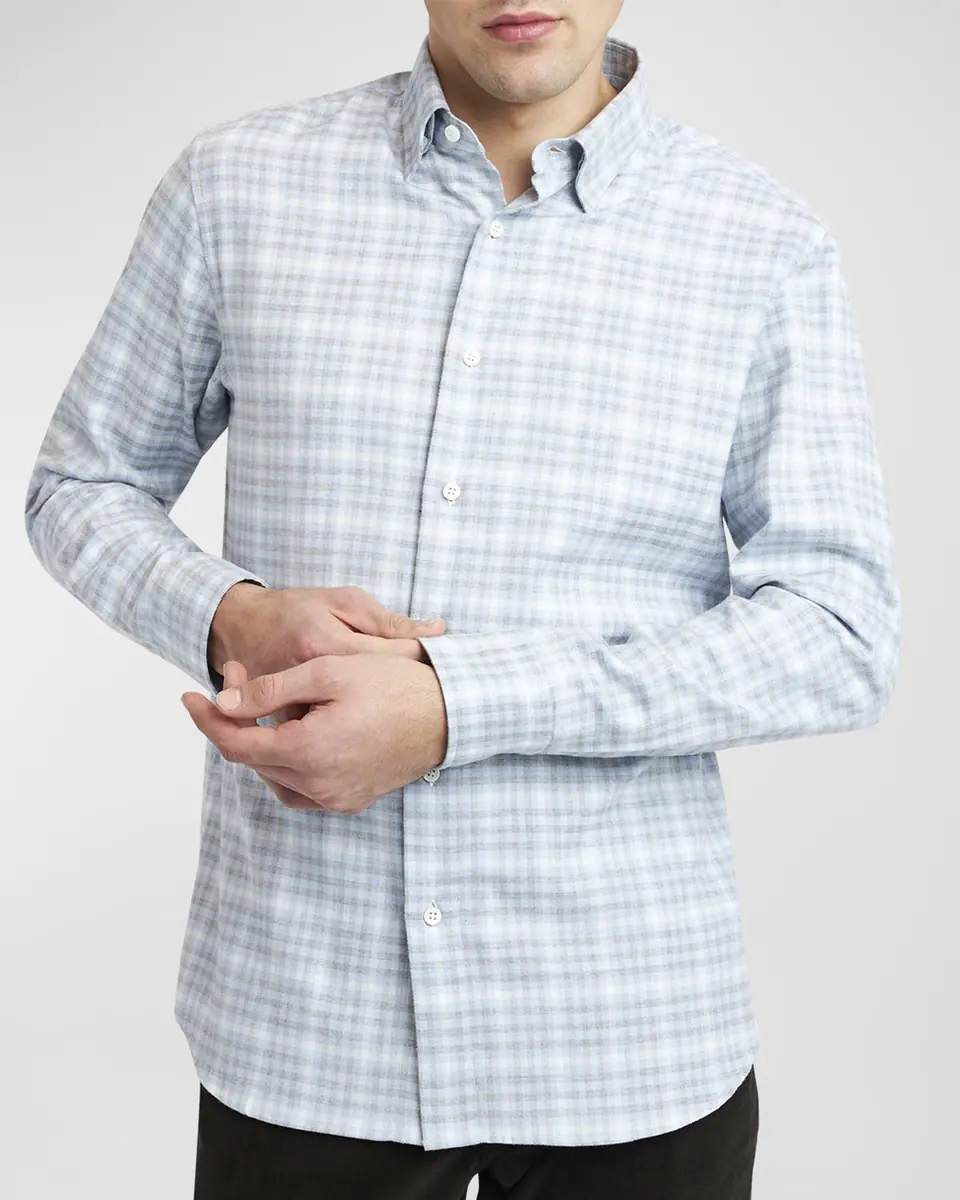 Brioni Men's Check Flannel Casual Button-Down Shirt | Thumbnail 6 Brioni Men's Check Flannel Casual Button-Down Shirt | Thumbnail 6