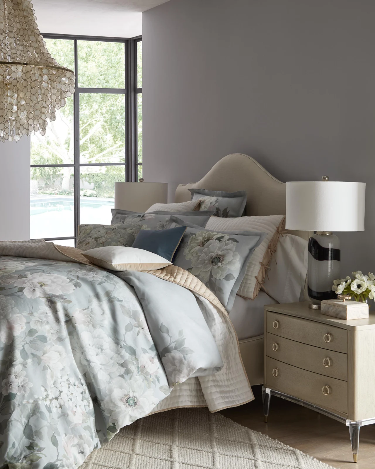 Designers Guild Fleur Blanche Platinum Euro Sham