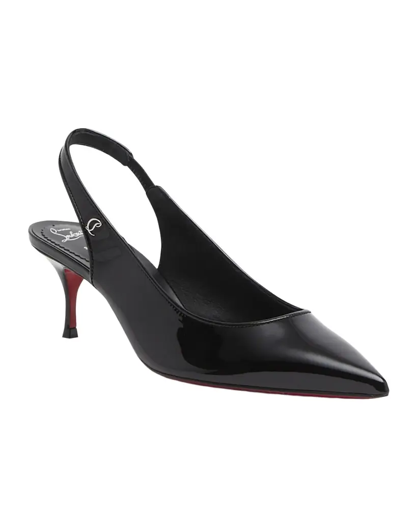 Christian Louboutin 55mm Kate Sporty Patent Slingback Pumps | Image 1 Christian Louboutin 55mm Kate Sporty Patent Slingback Pumps | Image 1