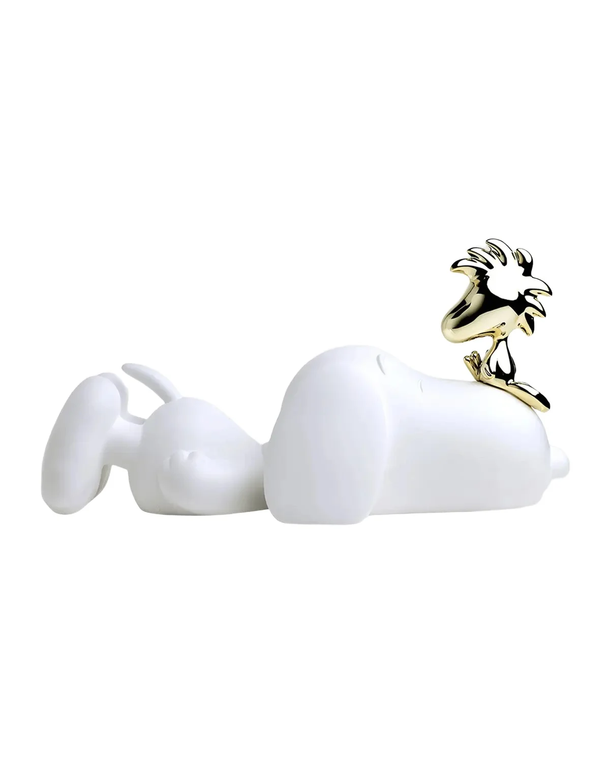 LEBLON DELIENNE Snoopy and Woodstock Figurine - Glossy White & Chromed Gold
