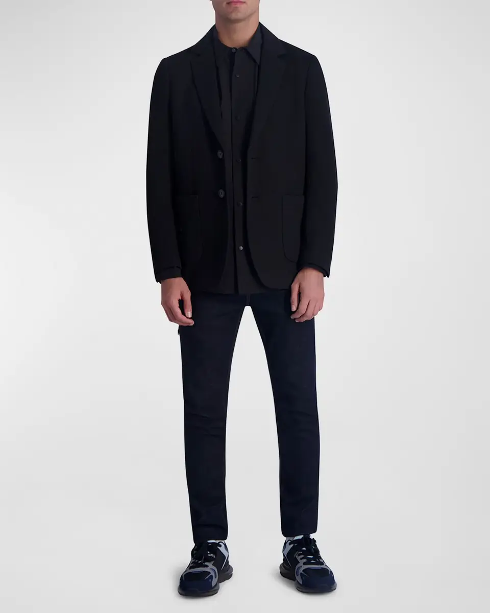 Karl Lagerfeld Paris Men's Monogram Jacquard Blazer | Thumbnail 2 Karl Lagerfeld Paris Men's Monogram Jacquard Blazer | Thumbnail 2