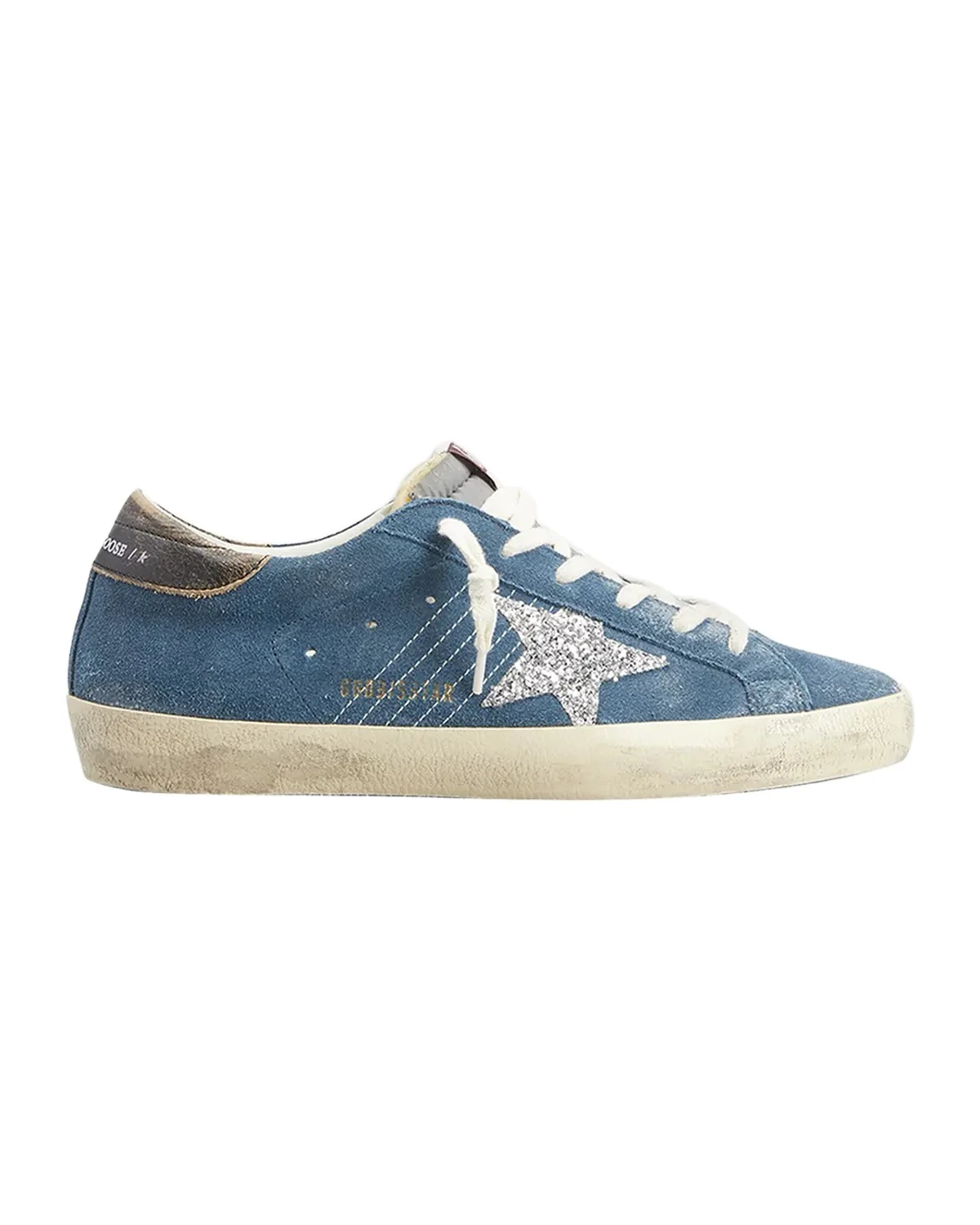 Golden Goose Super-Star Suede Glitter Low-Top Sneakers